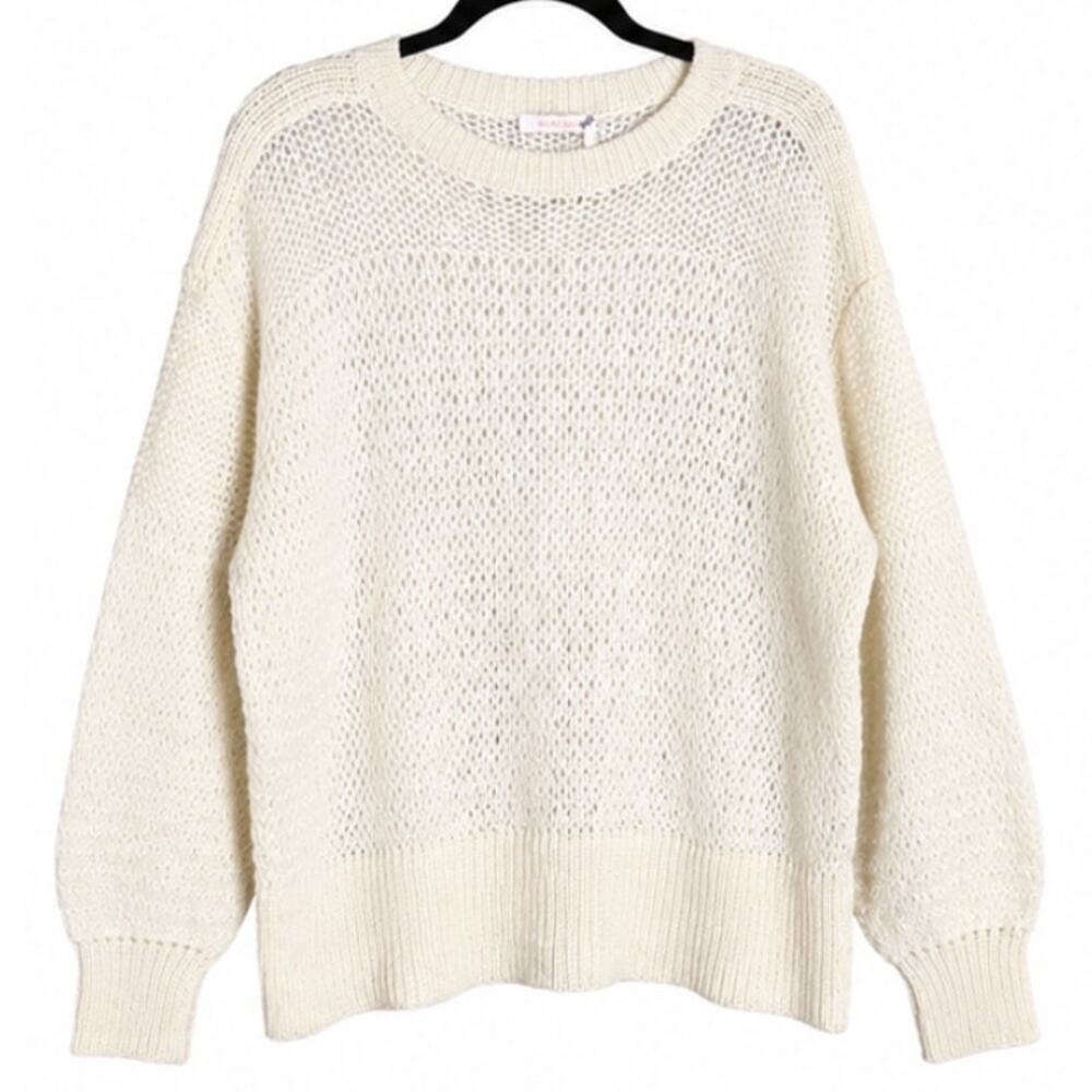 See by Chloé Alpaca Wool Sweater Size M Pristine White Open Knit Balloon Sleeve - Picture 2 of 10